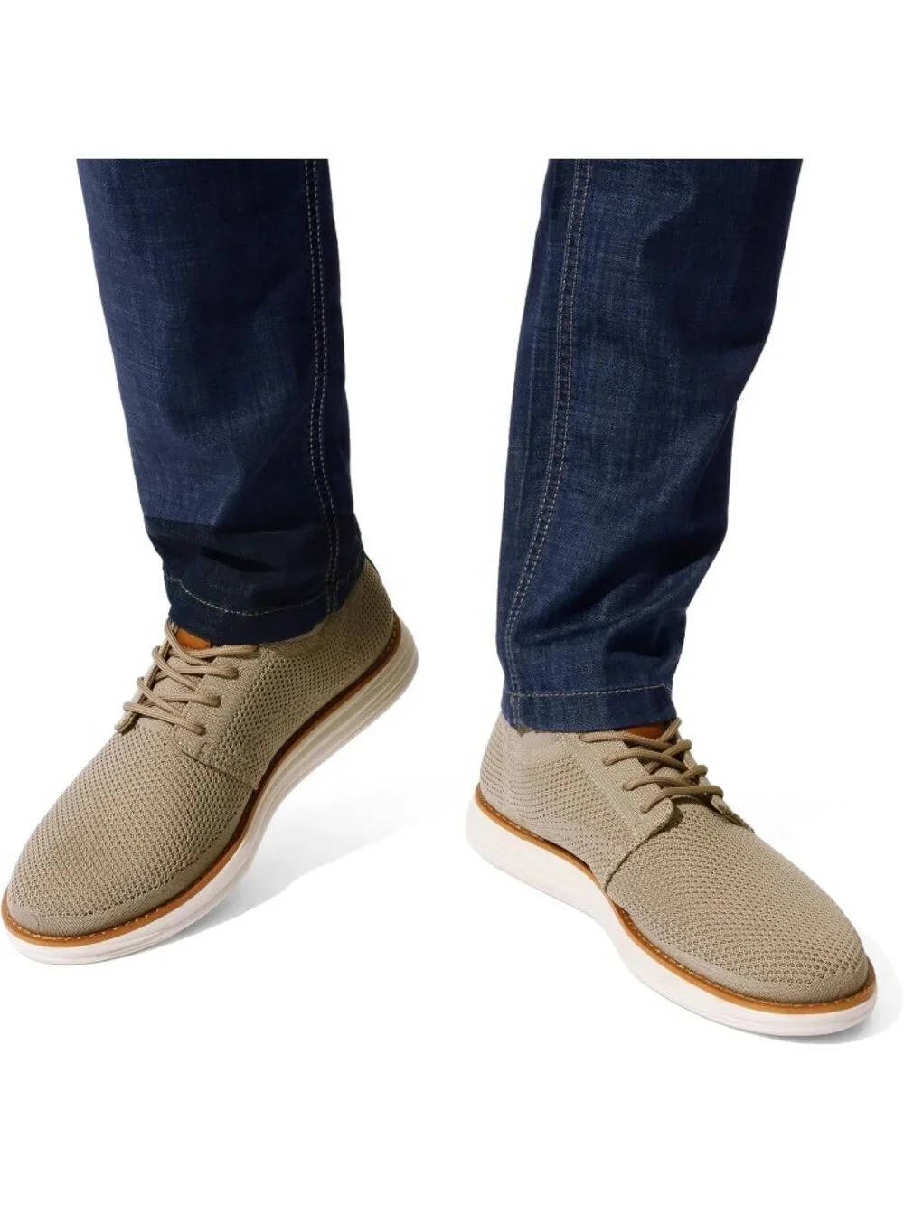 Bruno Marc Men's Khaki Rubber Lace up Lightweight Casual Walking Sneakers